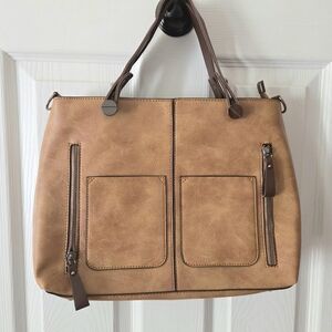 Grace Callie Designs NWOT Brown Vegan Leather Convertible Crossbody Bag Pockets